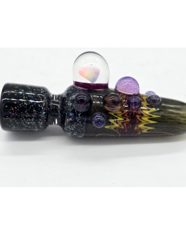 Hand Blown Chillum Swirl Zigzag Opal