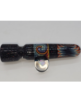 Hand Blown Chillum Multi Design With Opal