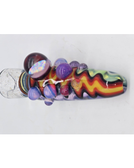 Hand Blown Chillum ZigZag With Opal