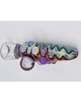 Hand Blown Chillum ZigZag With Opal