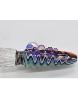 Hand Blown Chillum ZigZag With Opal
