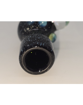 Hand Blown Glass Chillum Black Sparkly