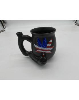 American Flag Weed Leaf Ceramic pipe mug