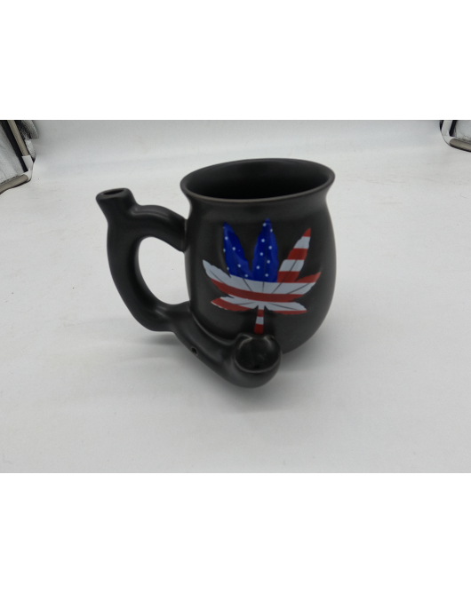 American Flag Weed Leaf Ceramic pipe mug
