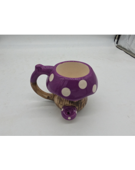 Purple Mushroom Ceramic Pipe Mug