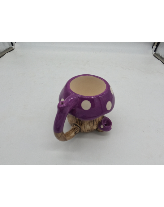 Purple Mushroom Ceramic Pipe Mug