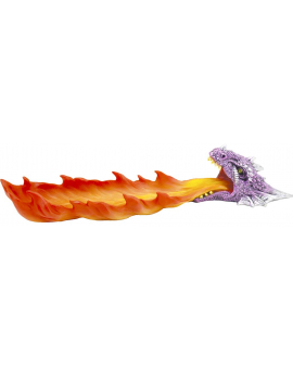 12" Purple Flaming Dragon Head Polystone Incense Burner