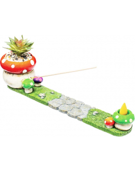 12.5in Incense Burner - Mushroom w/Succulent Plant