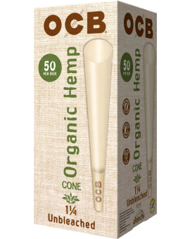 OCB Unbleached Organic Hemp Cones, 1.25 - (50 cones/box)