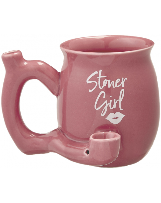 "Stoner Girl" Pipe Mug, Pink w/ White Letters (11oz)