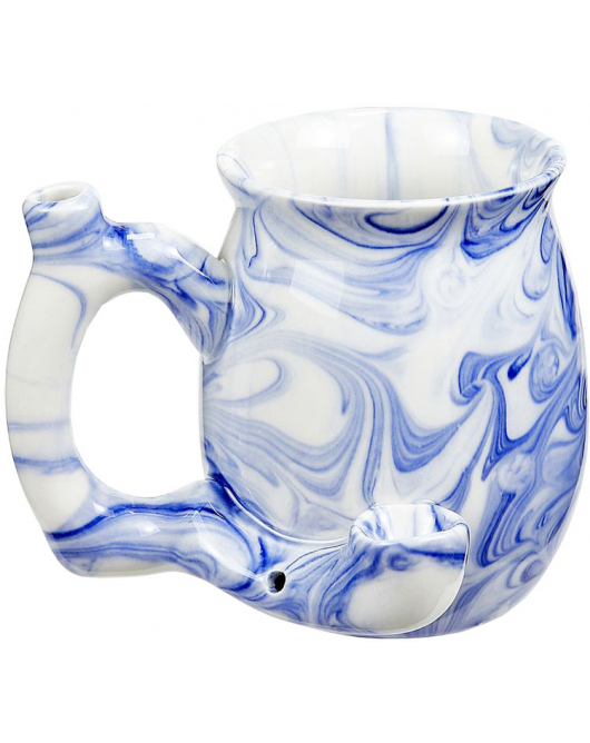 Marble Ceramic Pipe Mug, Blue (11oz)