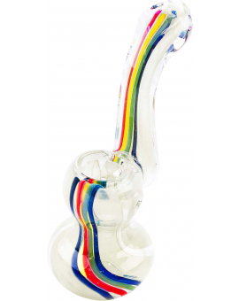 6" Dry Rig Glass Bubbler - Clear w/White &amp; Rasta Stripes
