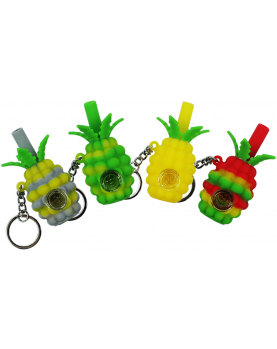 3" Silicone Pineapple Pipe on Keychain (1pc)