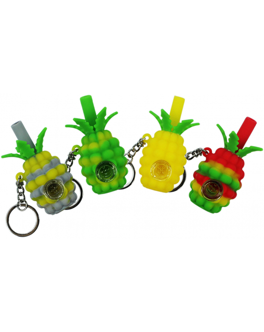 3" Silicone Pineapple Pipe on Keychain (1pc)